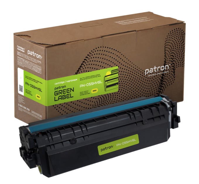 Картридж сумісний Canon 055 H жовтий Green Label Patron (PN-055HYGL)