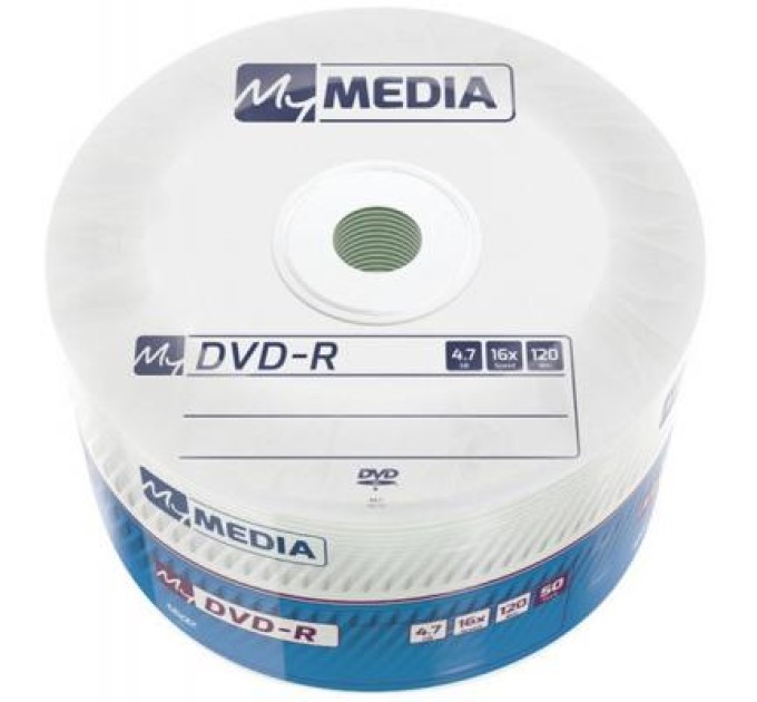 Диск DVD-R, 4.7GB, 16х, 50 шт, MATT SILVER Wrap, без шпинделя MyMedia (69200)