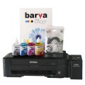 Комплект для друку Printer kit 4в1 Принтер L121 A4 Epson (C11CD76414) + чорнила Barva + папір Barva + кабель