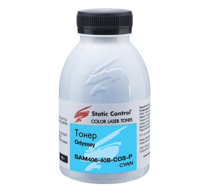 Тонер Samsung CLP-360/CLX-3300 флакон, 40 г, блакитний SCC (SAM406-40B-COS-P)