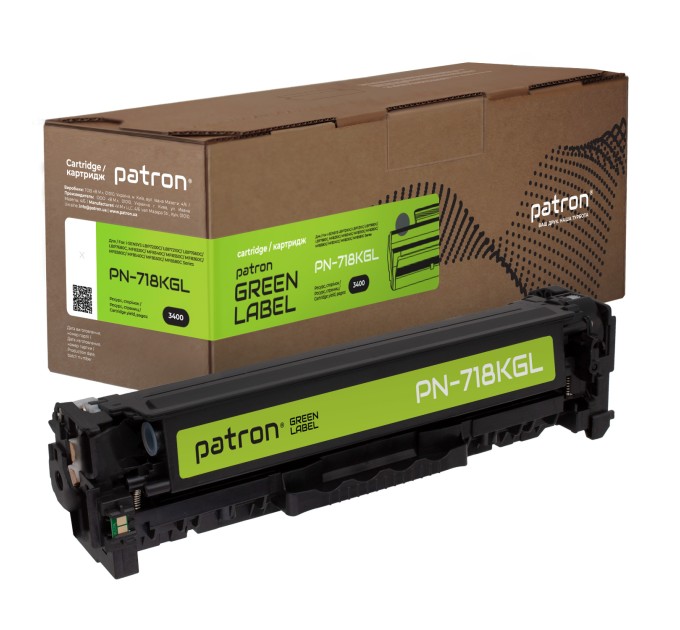 Картридж сумісний Canon 718 чорний Green Label Patron (PN-718KGL)