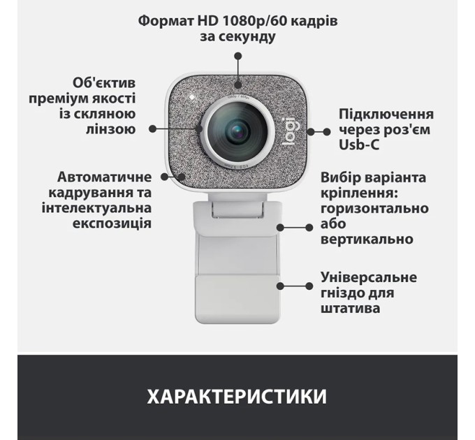 Веб-камера StreamCam, біла Logitech (960-001297)