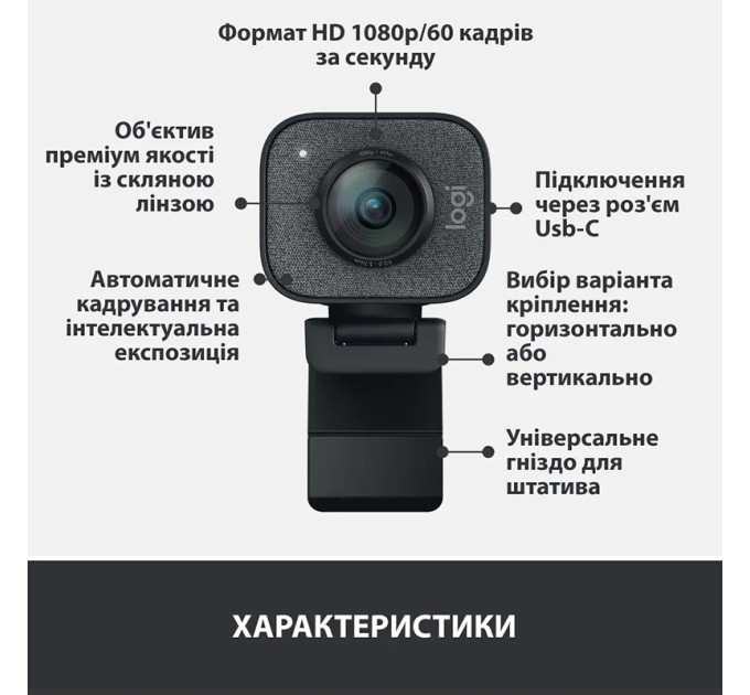 Веб-камера StreamCam, графітова Logitech (960-001281)