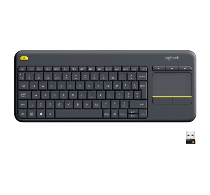 Клавіатура бездротова K400 Plus Touch, UA, чорна Logitech (920-007145)