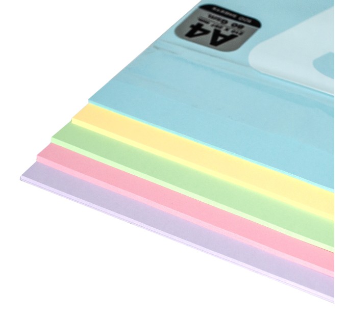 Папір офісний кольоровий А4, 80 г/м2, 100 арк, 5 кольорів Rainbow 3 Pastel Double A (151308)