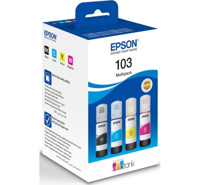 Комплект чорнил 103 чорний, блакитний, пурпурний, жовтий Epson (C13T00S64A)