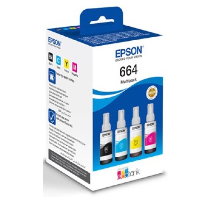 Комплект чорнил L100/L200 чорний, блакитний, пурпурний, жовтий Epson (C13T66464A)