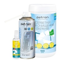 Комплект 3в1: спрей для очищення оргтехніки та пластику, 100 мл Patron (F3-009) + серветки для очищення екранів, туба 100 шт. Patron (F3-059) + стиснене повітря 400 мл Patron (F3-020) Комплект 3в1: спрей для очищення оргтехніки та пластику, 100 мл Patron (F3-009) + серветки для очищення екранів, туба 100 шт. Patron (F3-059) + стиснене повітря 400 мл Patron (F3-020)
