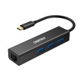 Адаптер 4-в-1 USB-C к RJ45 чорний Choetech (HUB-U02-BK)