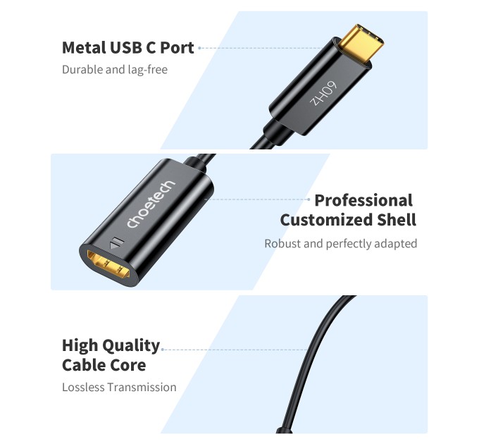 Адаптер Type-C до HDMI чорний Choetech (HUB-H04)
