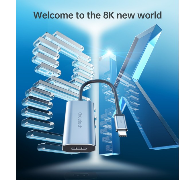 Адаптер Type-C к HDMI 8K/60Hz сірий Choetech (HUB-H16-GY)