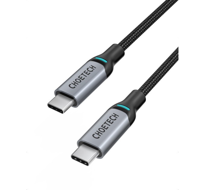 Кабель Type-C - Type-C, PD 100W, 1,8 м сірий Choetech (XCC-1002)