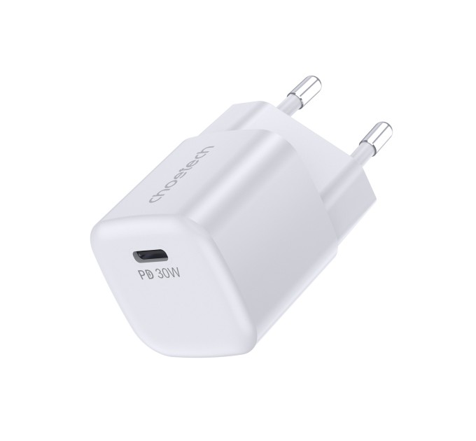 Пристрій зарядний мережевий 1хType-C GAN PD30W білий Choetech (PD5007-EU-WH)