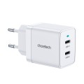 Пристрій зарядний мережевий 2хType-C PD40W білий Choetech (Q5006-EU-WH)