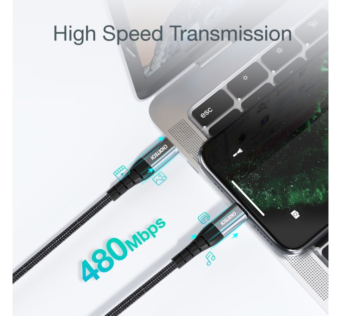 Кабель Type-C - Lightning 1,2 м чорний Choetech (IP0039-BK)