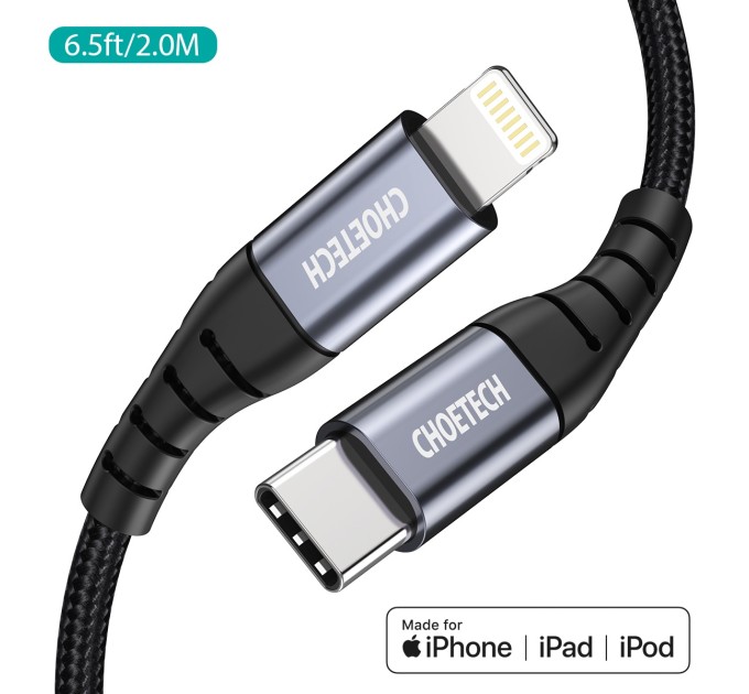 Кабель Type-C - Lightning 2 м чорний Choetech (IP0041-BK)