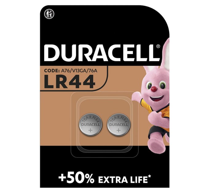 Батарейка LR44 (А76, V13GA, 76A) лужна, блістер, 2 шт. Duracell (5007795)