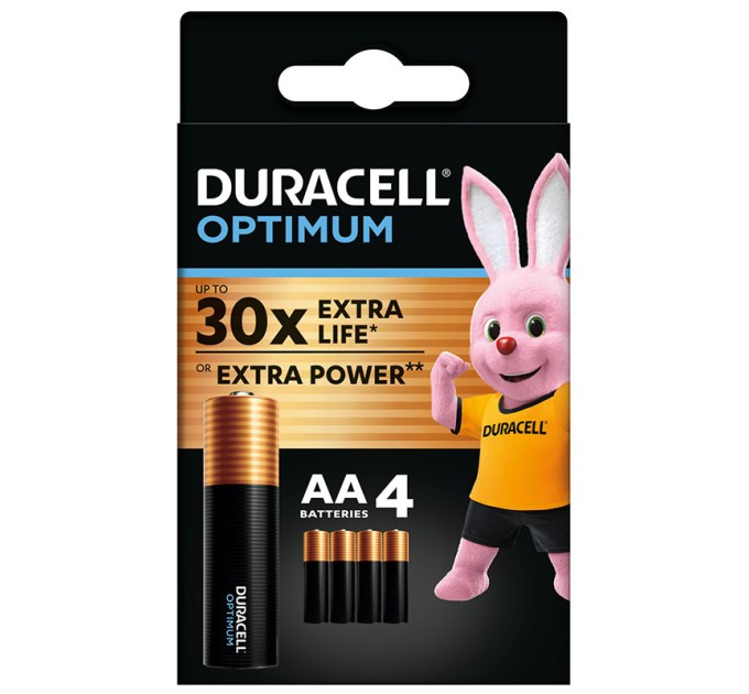 Батарейка LR06-АА лужна, KPD, блістер, Optimum, 4 шт. Duracell (5019314/5015595)