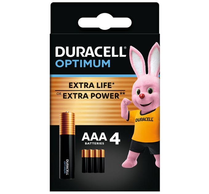 Батарейка LR03-ААА лужна, KPD, блістер, Optimum, 4 шт. Duracell (5019299/5015596)