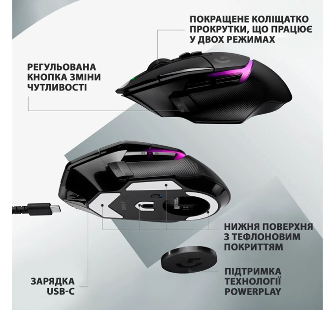 Миша бездротова G502 X Plus, чорна Logitech (910-006162)