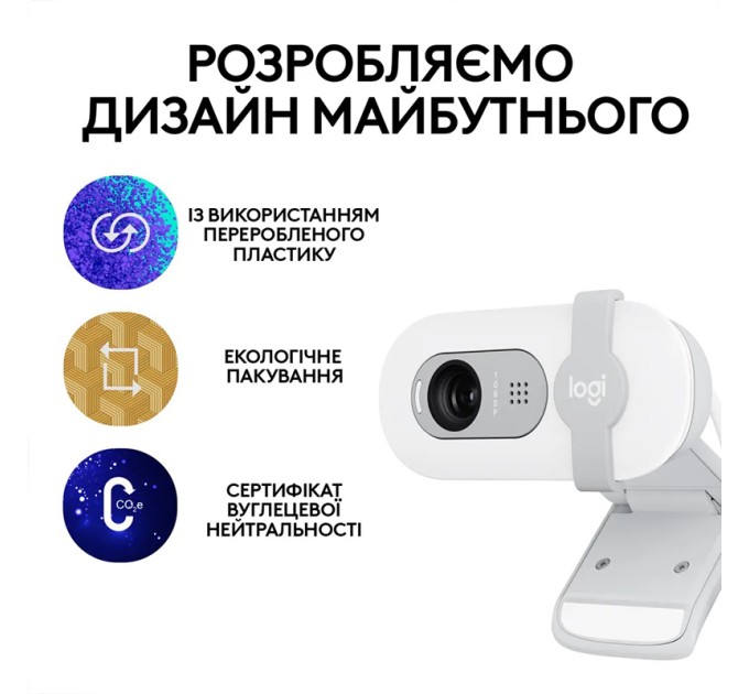 Веб-камера Brio 100, біла Logitech (960-001617)