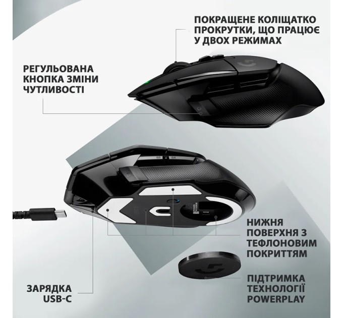 Миша бездротова G502 X Lightspeed, чорна Logitech (910-006180)