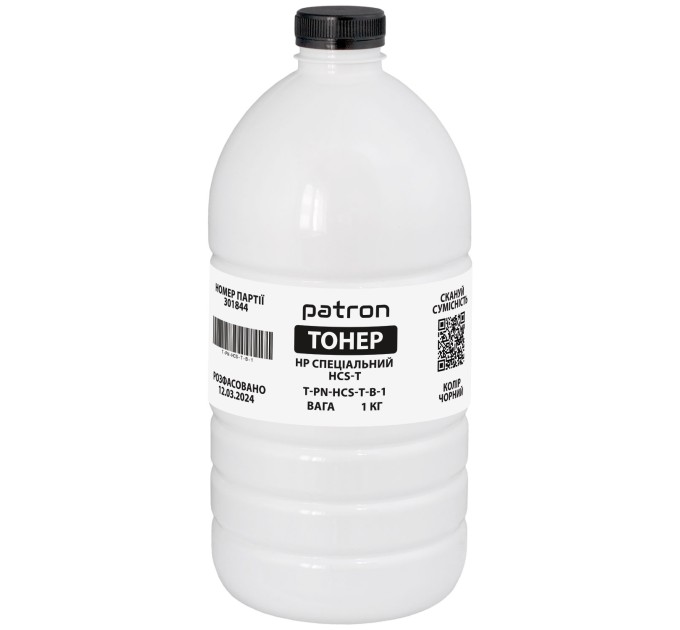 Тонер HP спеціальний HCS-T флакон, 1 кг, чорний Patron (PN-HCS-T-B-1)