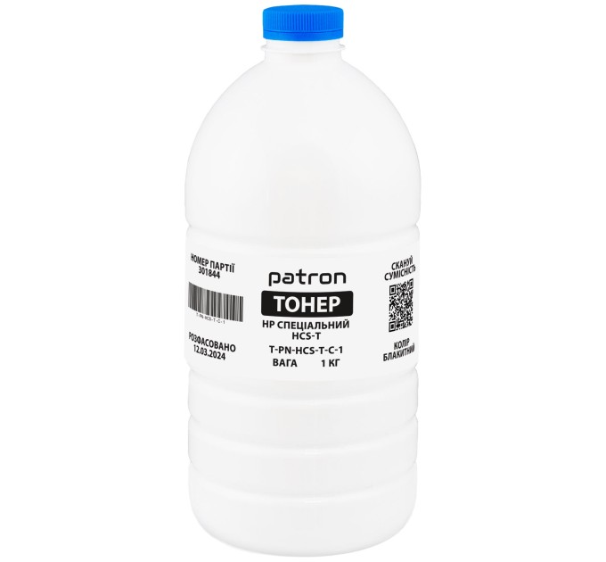 Тонер HP спеціальний HCS-T флакон, 1 кг, блакитний Patron (PN-HCS-T-C-1)