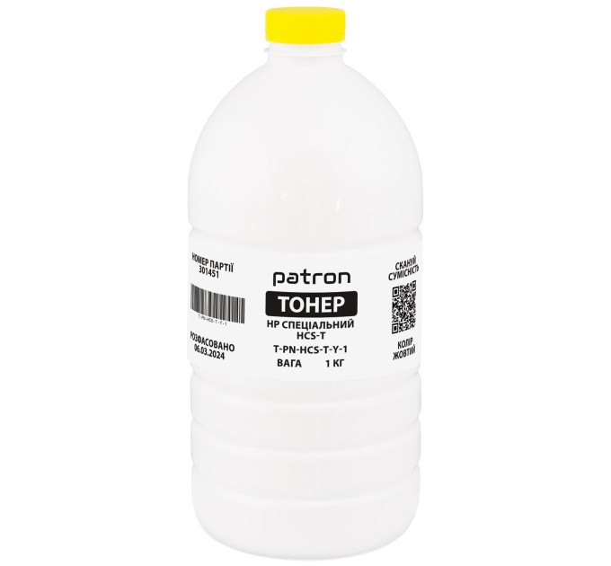 Тонер HP спеціальний HCS-T флакон, 1 кг, жовтий Patron (PN-HCS-T-Y-1)