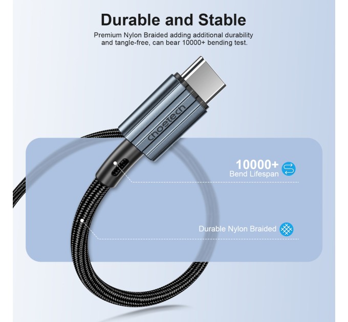Кабель Type-C - Type-C, PD 60W, 2 м чорний Choetech (XCC-1015-BK)