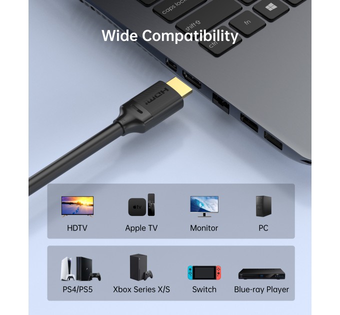 Кабель HDMI - HDMI, 8K, PVC, 2 м чорний Choetech (XHH-TP20)