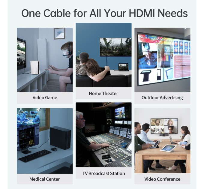 Кабель HDMI - HDMI, 8K, PVC, 2 м чорний Choetech (XHH-TP20)
