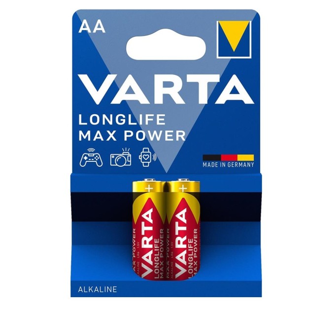 Батарейка AA лужна, Longlife Max Power, блістер, 2 шт. Varta (04706101412)