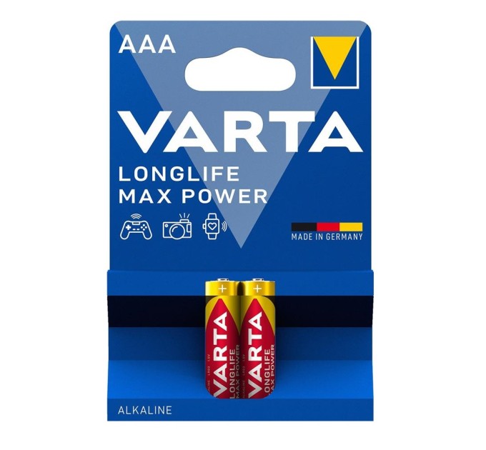 Батарейка AAA лужна, Longlife Max Power, блістер, 2 шт. Varta (04703101412)