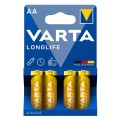 Батарейка AA лужна, Longlife, блістер, 4 шт. Varta (04106101414)