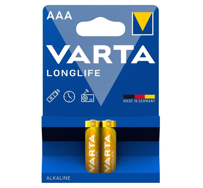 Батарейка AAA лужна, Longlife, блістер, 2 шт. Varta (04103101412)