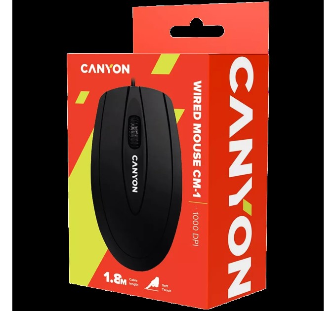 Миша USB оптична CM-1 чорна Canyon (CNE-CMS1)