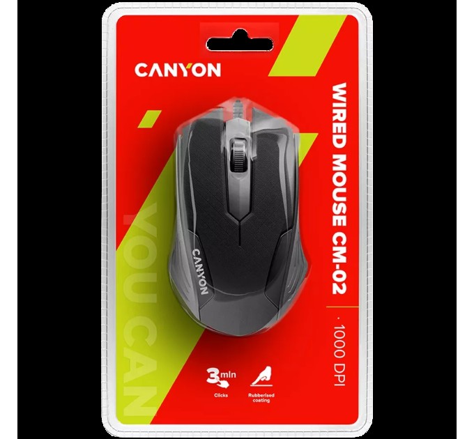 Миша USB оптична CM-02 чорна Canyon (CNE-CMS02B)