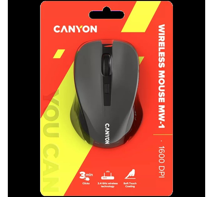 Миша бездротова оптична MW-1 сіра Canyon (CNE-CMSW1G)