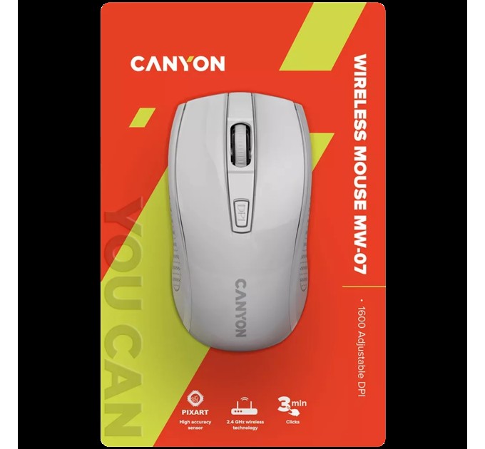 Миша бездротова оптична MW-7 біла Canyon (CNE-CMSW07W)