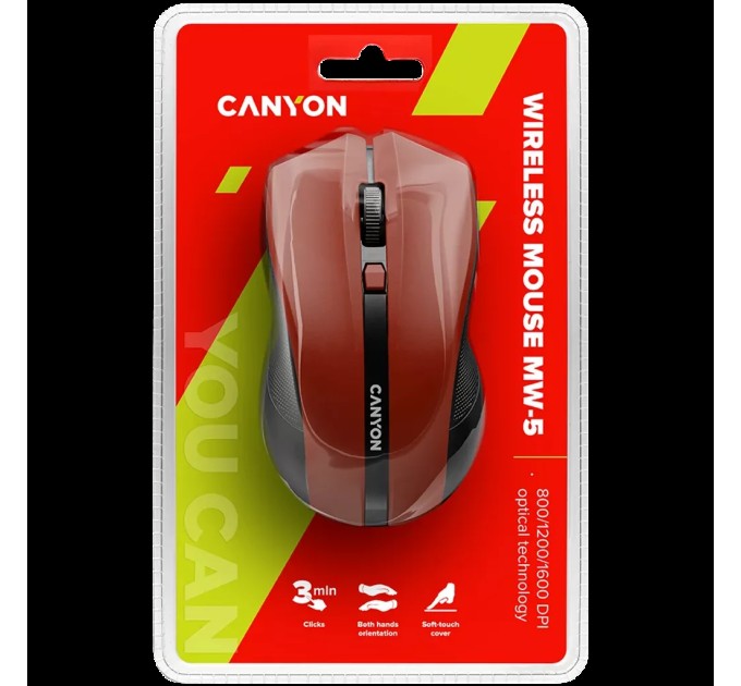 Миша бездротова оптична MW-5 червона Canyon (CNE-CMSW05R)