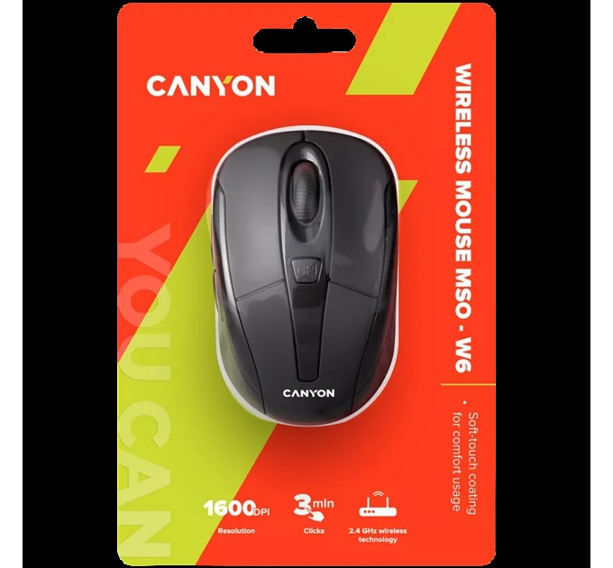 Миша бездротова оптична MSO-W6 чорна Canyon (CNR-MSOW06B)