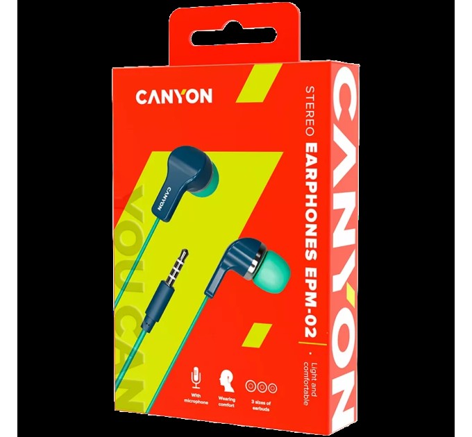 Навушники з мікрофоном EPM-02 зелено-сині Canyon (CNS-CEPM02GBL)
