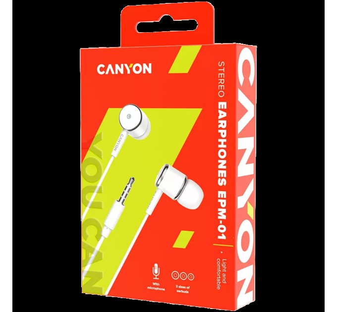 Навушники з мікрофоном EPM-01 білі Canyon (CNE-CEPM01W)