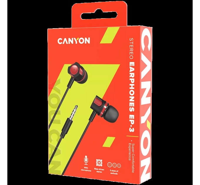 Навушники з мікрофоном EP-3 червоні Canyon (CNE-CEP3R)