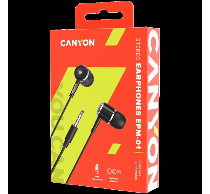 Навушники з мікрофоном EPM-01 чорні Canyon (CNE-CEPM01B)
