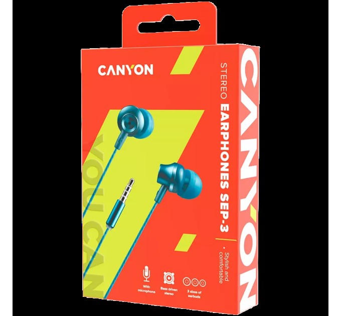 Навушники з мікрофоном SEP-3 синьо-зелені Canyon (CNS-CEP3BG)