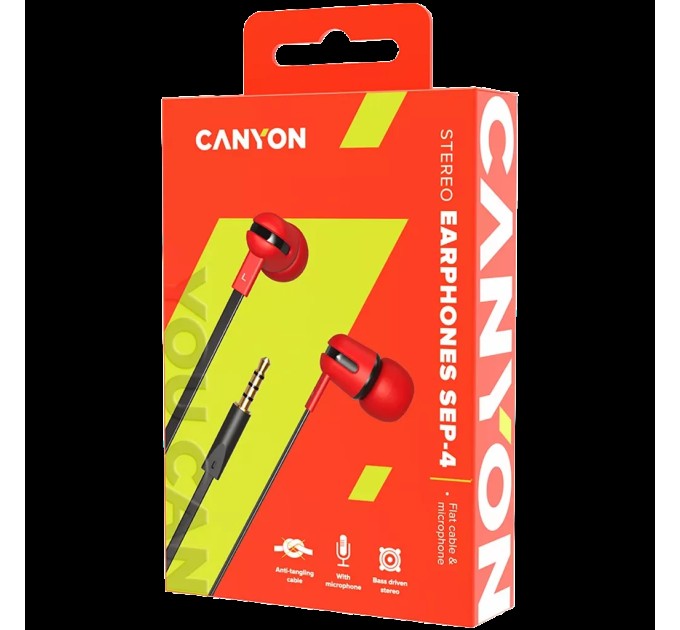 Навушники з мікрофоном SEP-4 червоні Canyon (CNS-CEP4R)