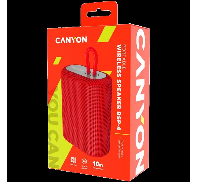 Колонка портативна бездротова BSP-4, червона Canyon (CNE-CBTSP4R)
