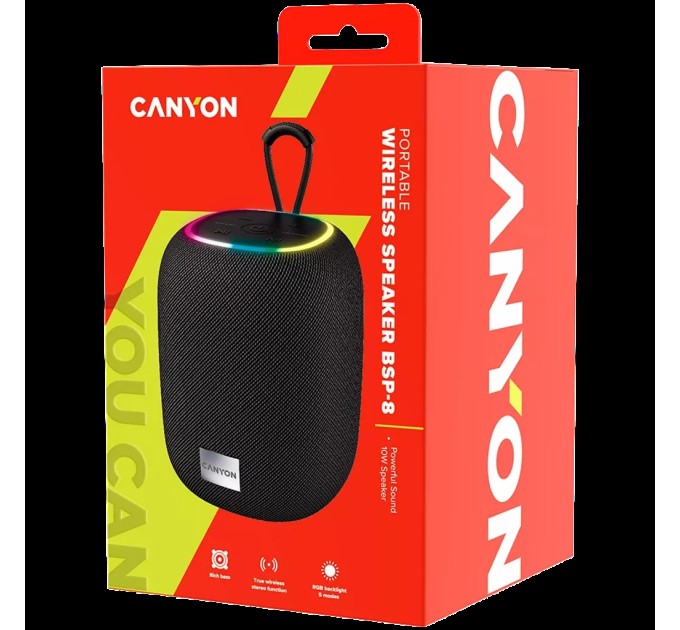 Колонка портативна бездротова BSP-8, чорна Canyon (CNE-CBTSP8B)
